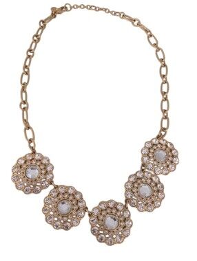 ✨ J.Crew Vintage Glam Crystal Rosette Statement Necklace — Gold Tone ✨